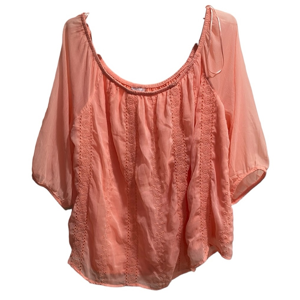 Women’s‎ Coral colored Blouse, size 1X, NWOT, eyelets